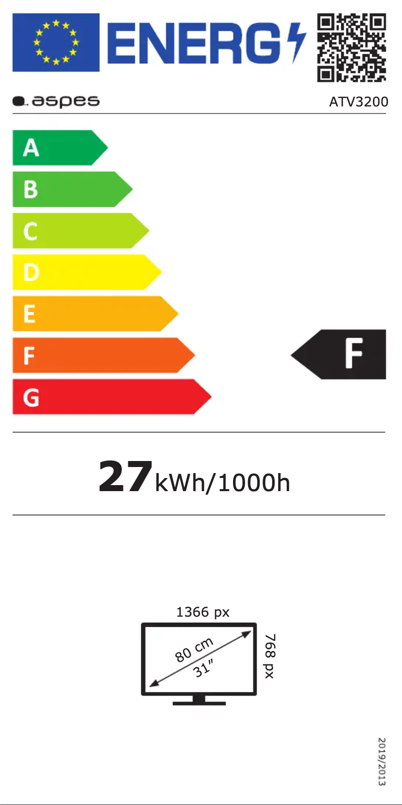 Page 1 de la notice Label énergétique Aspes ATV3200