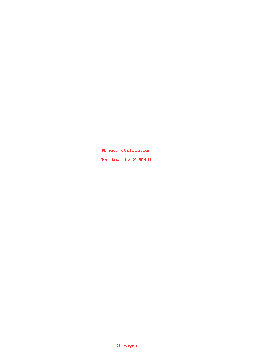 Page 1 de la notice Manuel utilisateur LG 27MK43T