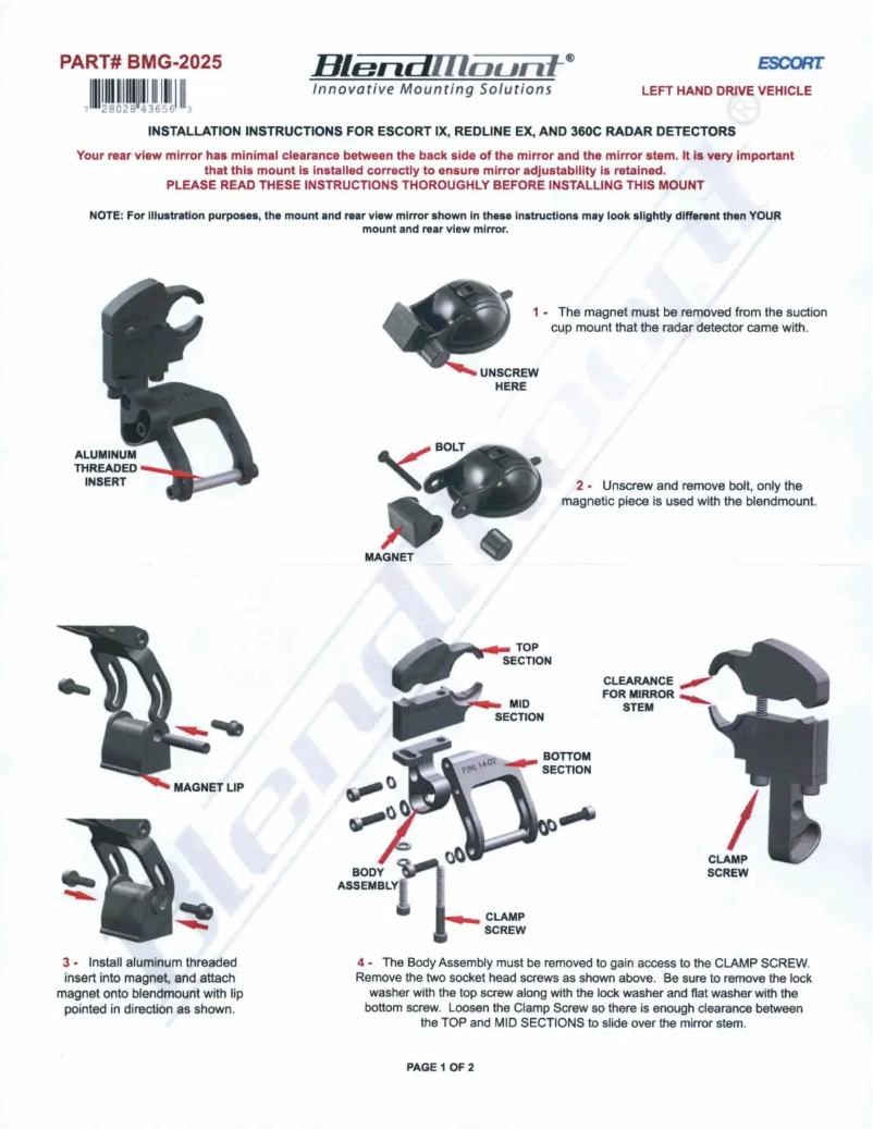 Page 1 of the manual User Manual BlendMount BMG-2025