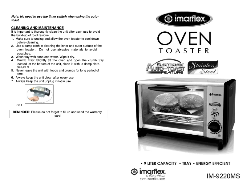 Page 1 de la notice Manuel utilisateur Imarflex IM-9220MS