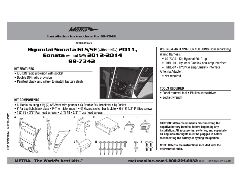 Página 1 del manual Manual de usuario Metra 99-7342