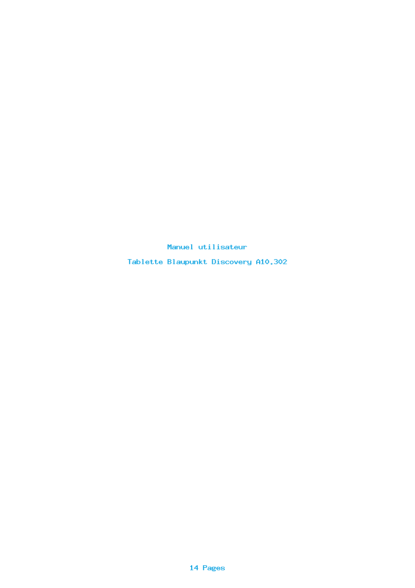 Page 1 de la notice Manuel utilisateur Blaupunkt Discovery A10.302