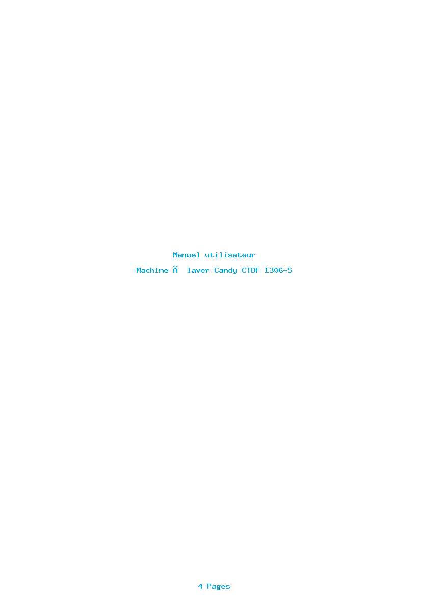 Page 1 de la notice Manuel utilisateur Candy CTDF 1306-S