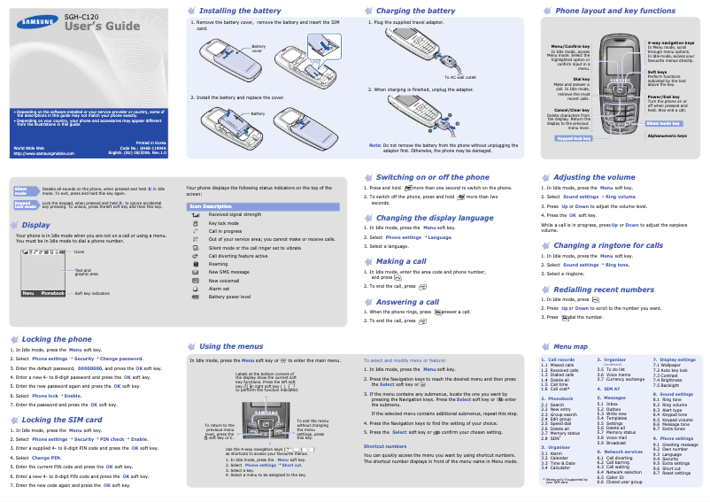Page 1 de la notice Manuel utilisateur Samsung SGH-C120