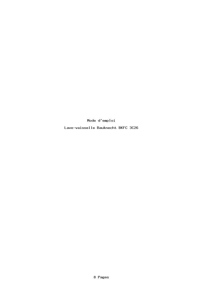 Page 1 de la notice Mode d'emploi Bauknecht BKFC 3C26