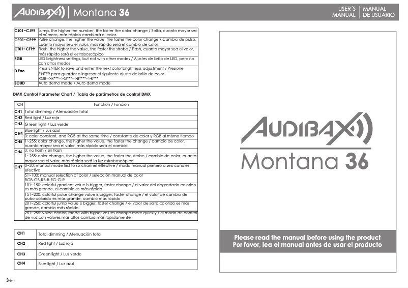 Page 1 de la notice Manuel utilisateur Audibax Montana 36