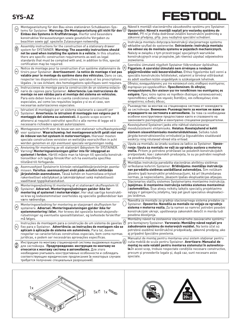 Page 1 de la notice Manuel utilisateur Festool SYS-AZ