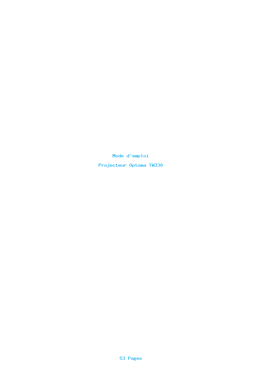 Page 1 de la notice Mode d'emploi Optoma TW330