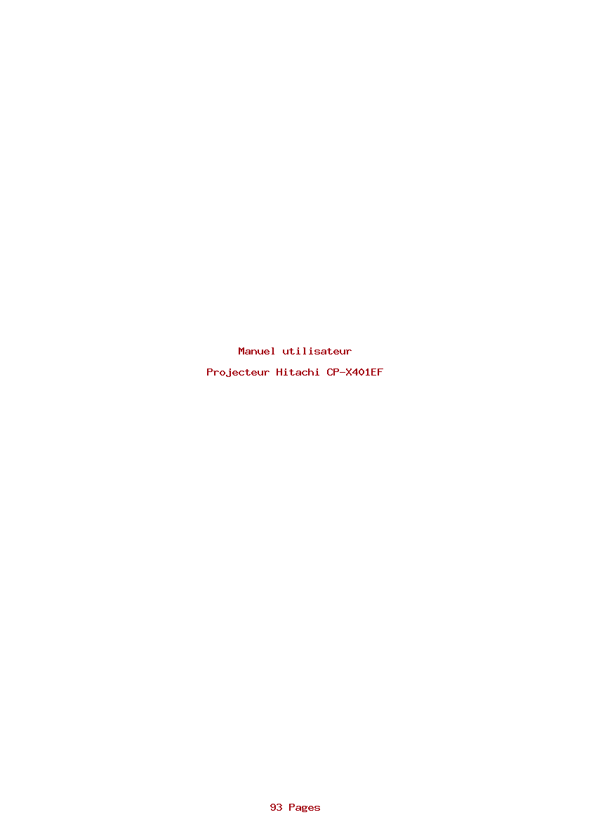 Page 1 de la notice Manuel utilisateur Hitachi CP-X401EF