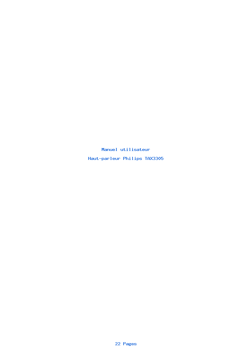 Page 1 de la notice Manuel utilisateur Philips TAX3305