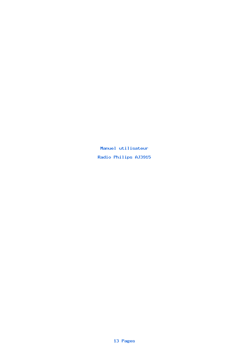 Page 1 de la notice Manuel utilisateur Philips AJ3915