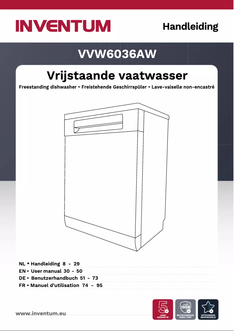 Page 1 de la notice Manuel utilisateur Inventum VVW6036AW