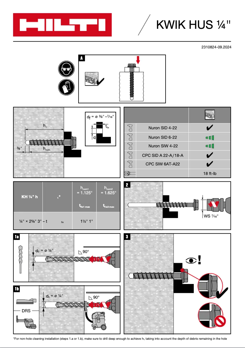 Page 1 de la notice Manuel utilisateur Hilti KWIK HUS