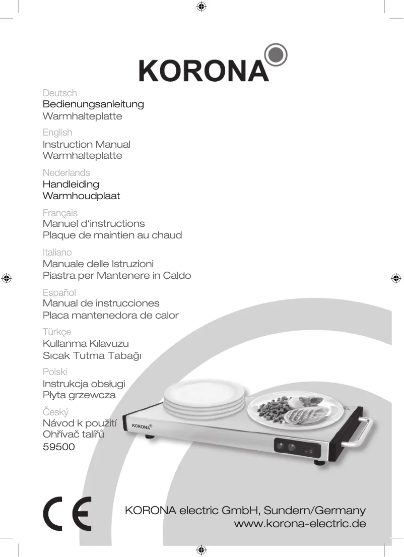 Page 1 de la notice Manuel utilisateur Korona Warmhalteplatte