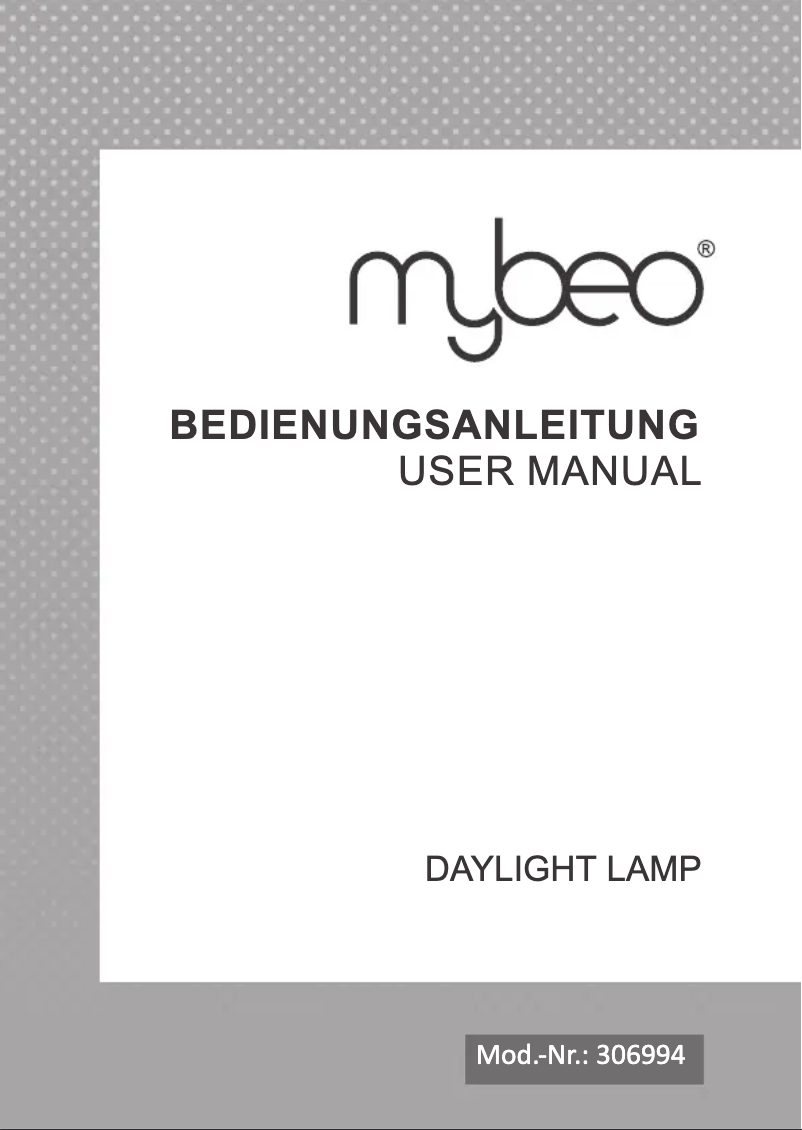 Page 1 of the manual User Manual Mybeo 306994