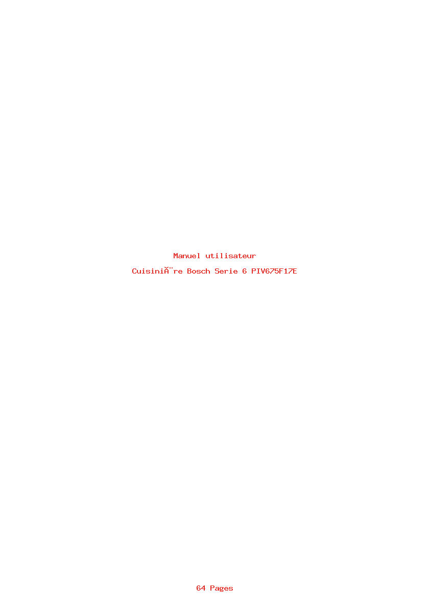 Page 1 de la notice Manuel utilisateur Bosch Serie 6 PIV675F17E