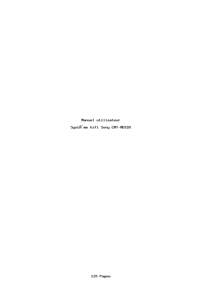 Page 1 de la notice Manuel utilisateur Sony CMT-MD1DX