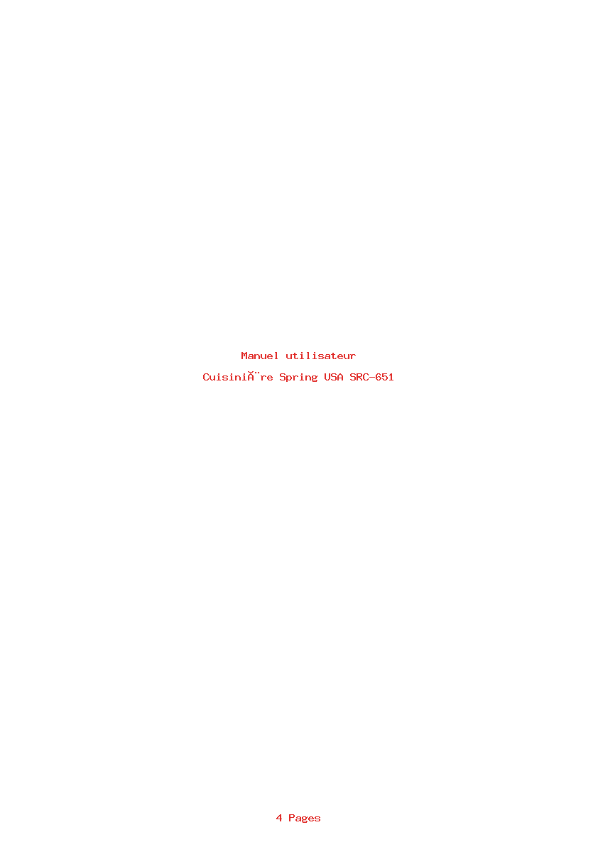 Page 1 de la notice Manuel utilisateur Spring USA SRC-651