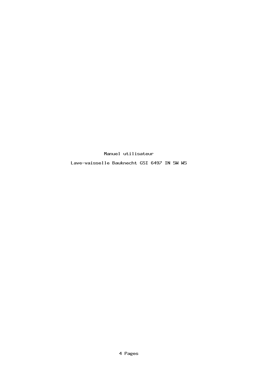 Page 1 de la notice Manuel utilisateur Bauknecht GSI 6497 IN SW WS