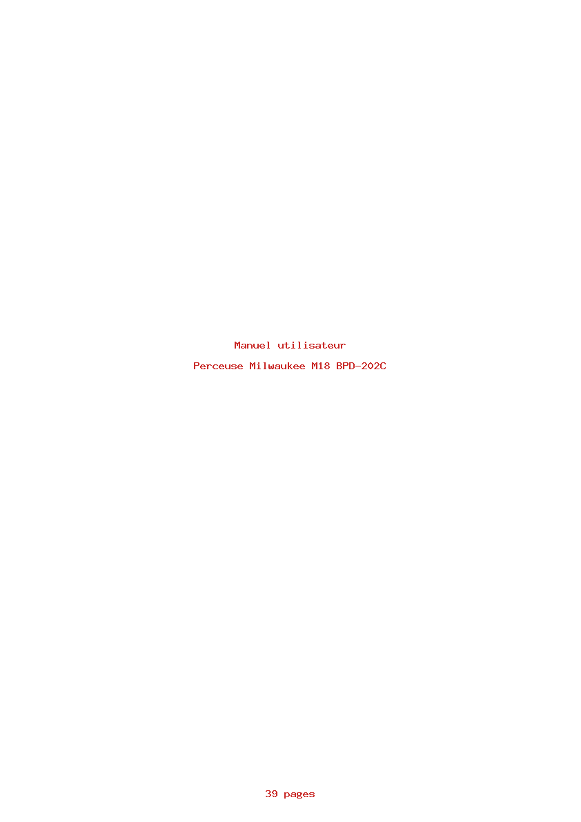 Page 1 de la notice Manuel utilisateur Milwaukee M18 BPD-202C