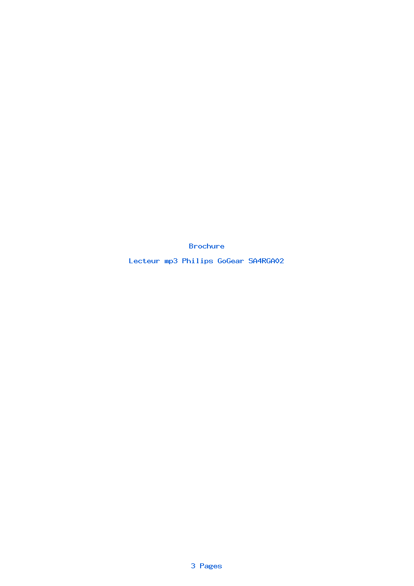Page 1 de la notice Brochure Philips GoGear SA4RGA02