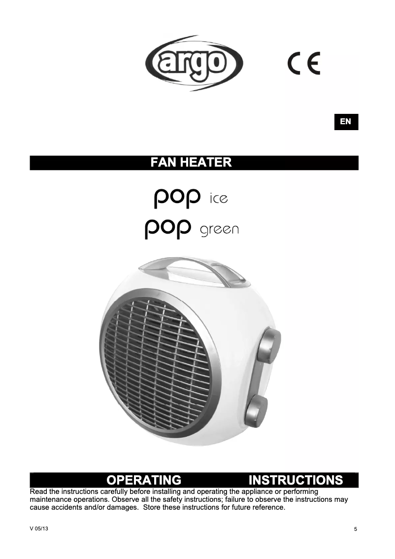 Page 1 de la notice Manuel utilisateur Argoclima Pop Ice