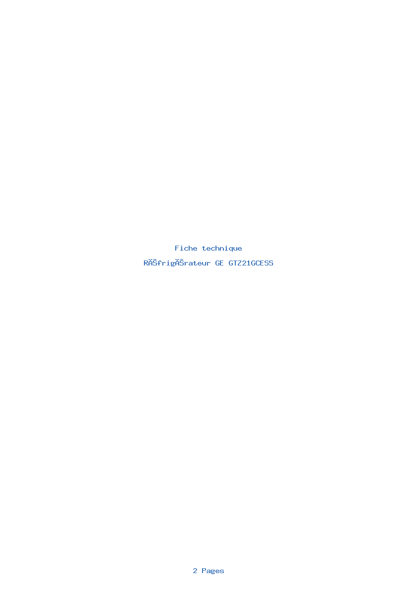Page 1 de la notice Fiche technique GE GTZ21GCESS