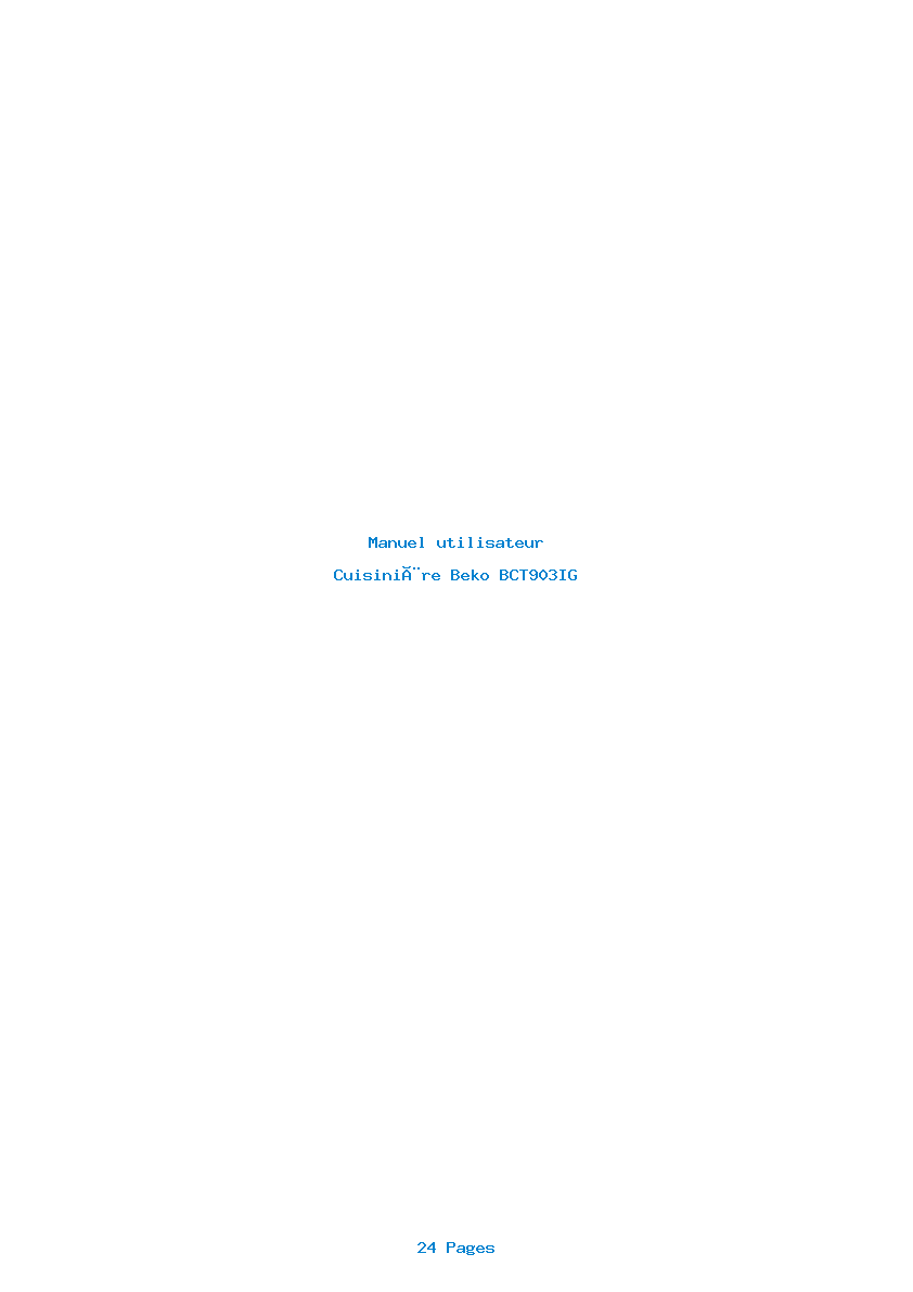 Page 1 de la notice Manuel utilisateur Beko BCT903IG