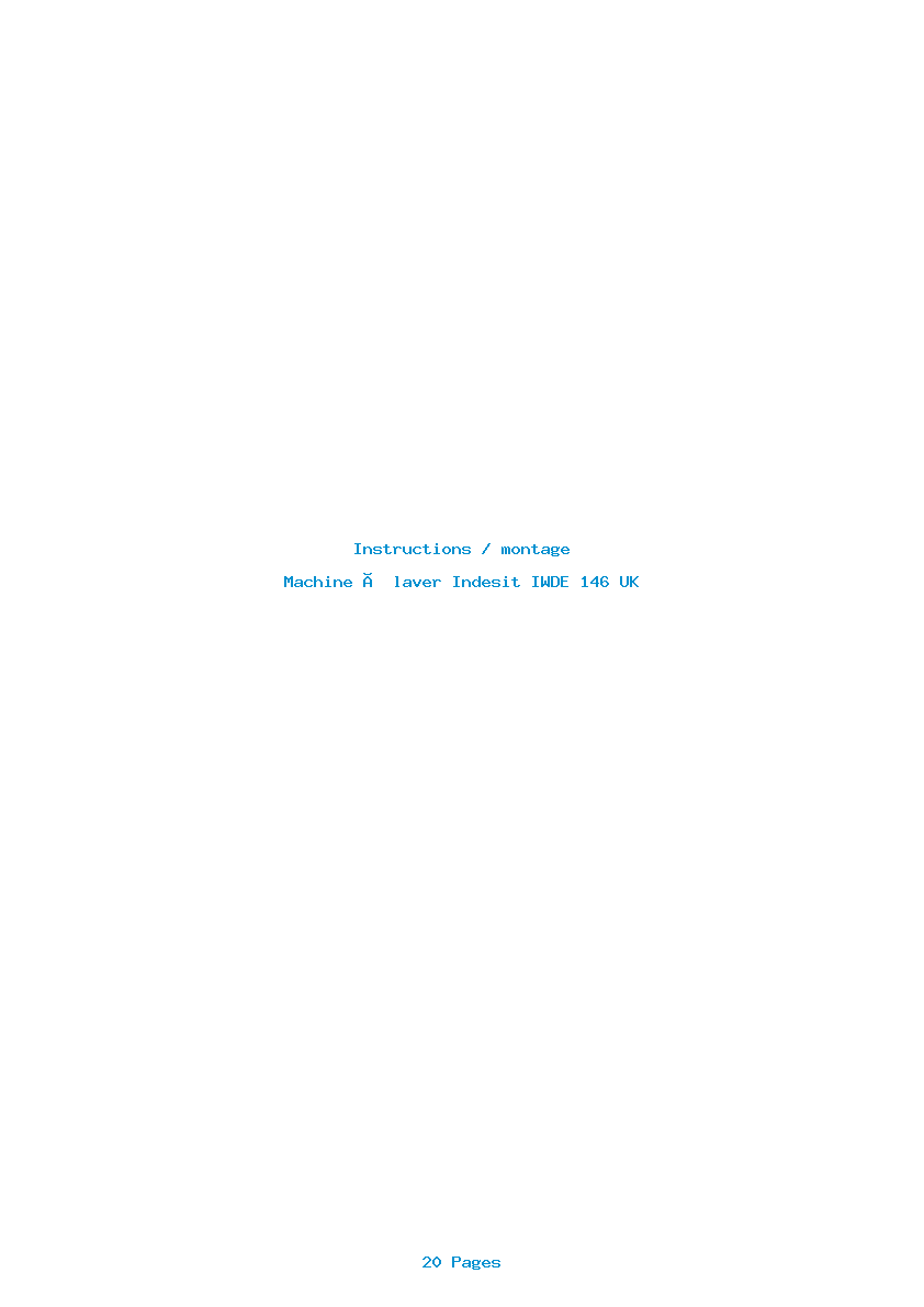 Page 1 de la notice Instructions / montage Indesit IWDE 146 UK