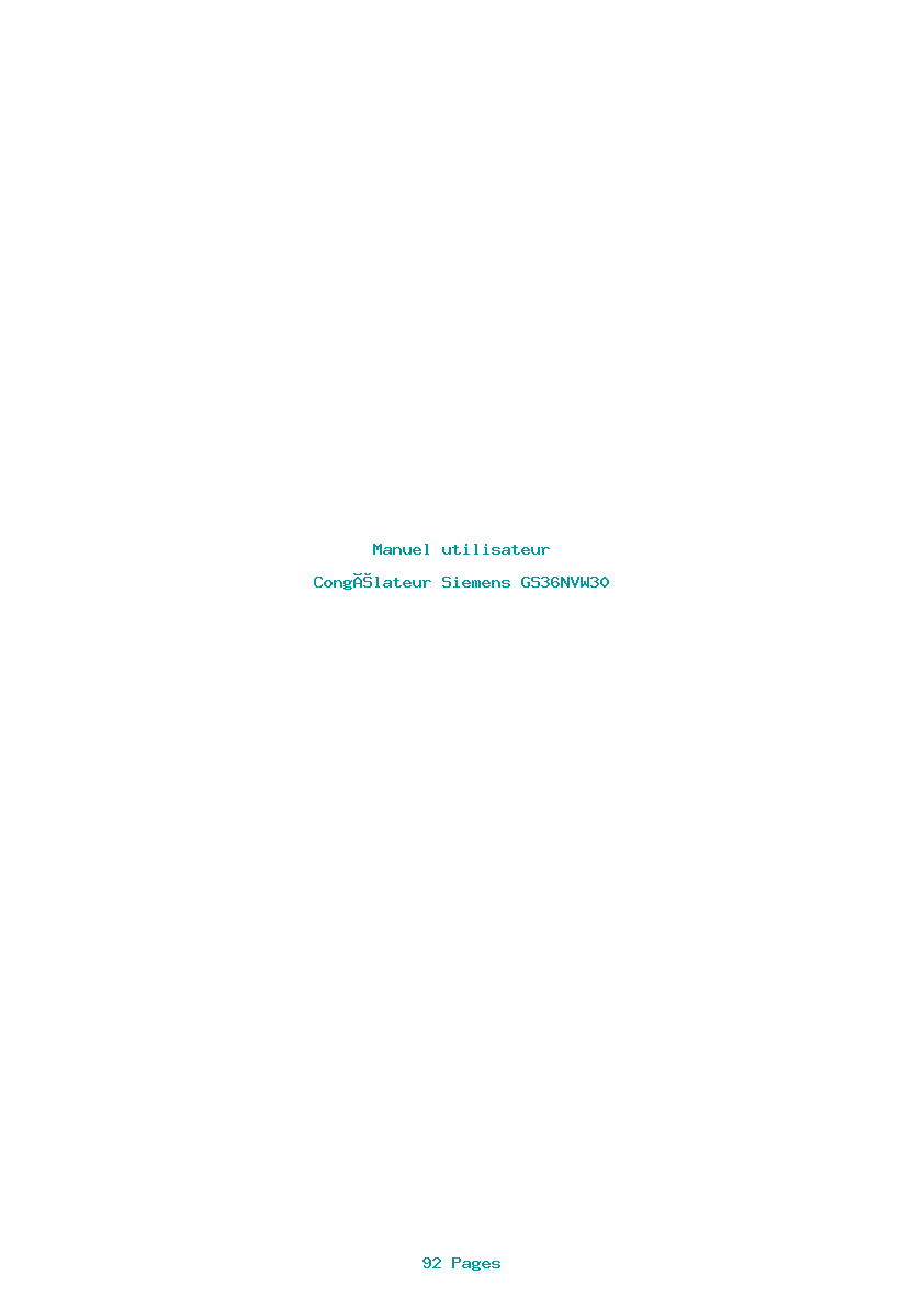 Page 1 de la notice Manuel utilisateur Siemens GS36NVW30