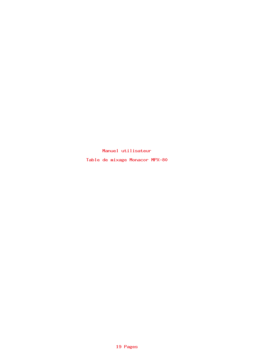 Page 1 de la notice Manuel utilisateur Monacor MPX-80