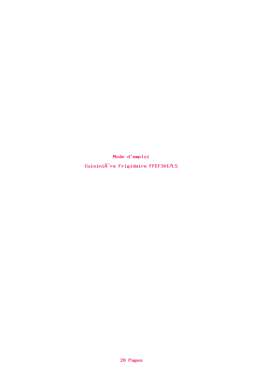 Page 1 de la notice Mode d'emploi Frigidaire FFEF3017LS