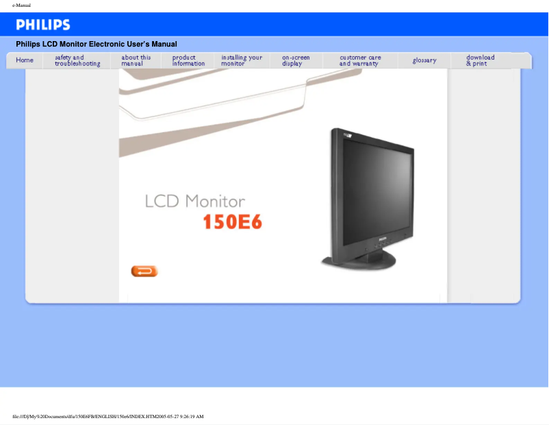 Page n°1 - Manuel utilisateur Philips 150E6FB
