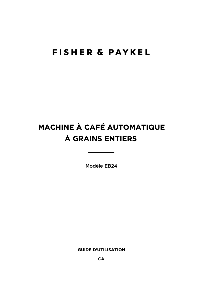 Page 1 de la notice Manuel utilisateur Fisher & Paykel EB24DSXB1