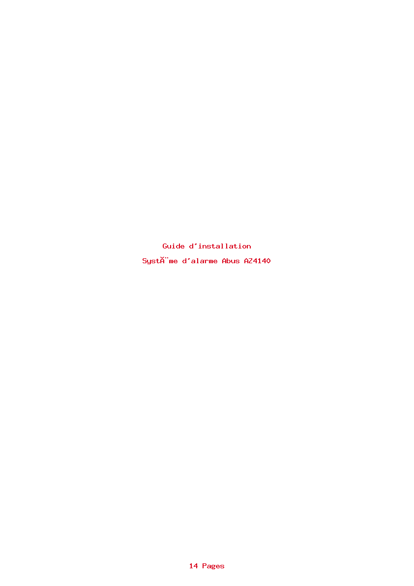 Page 1 de la notice Guide d'installation Abus AZ4140