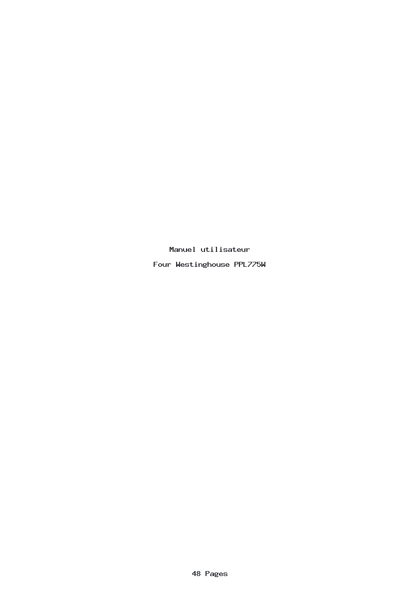 Page 1 de la notice Manuel utilisateur Westinghouse PPL775W