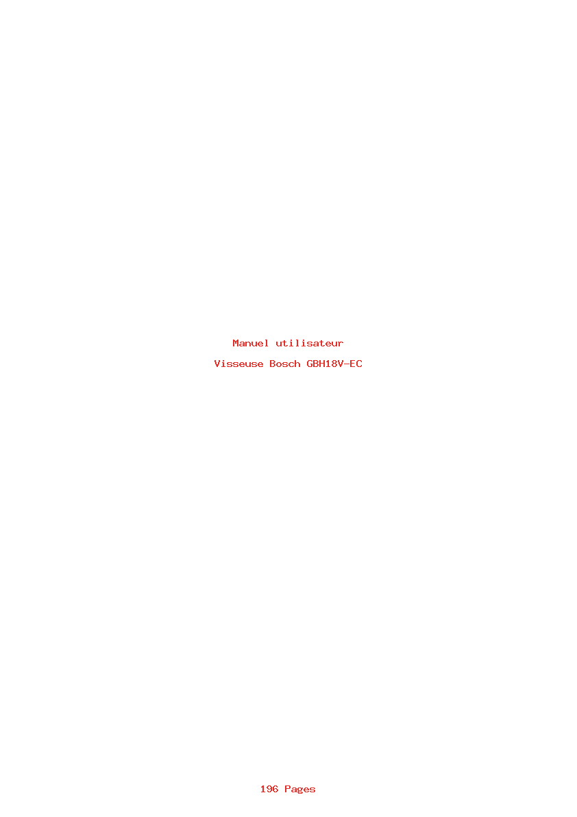 Page 1 de la notice Manuel utilisateur Bosch GBH18V-EC