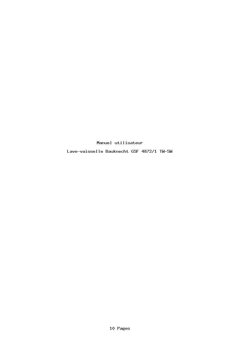 Page 1 de la notice Manuel utilisateur Bauknecht GSF 4872/1 TW-SW