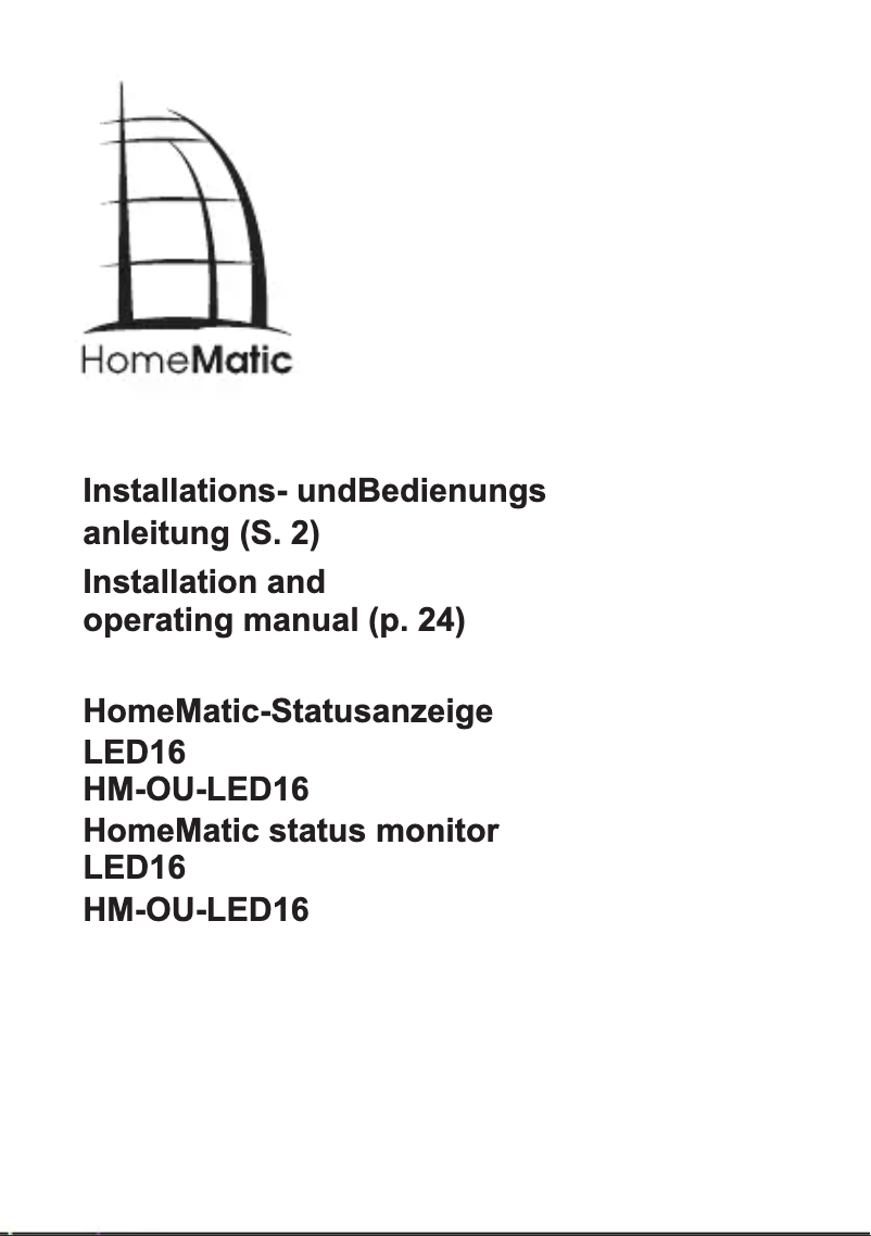 Page 1 of the manual User Manual Homematic IP EQ-104798 LED16