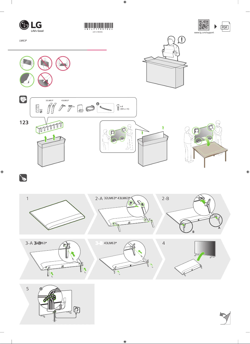 Page 1 de la notice Guide d'installation LG 32LM6370PLA