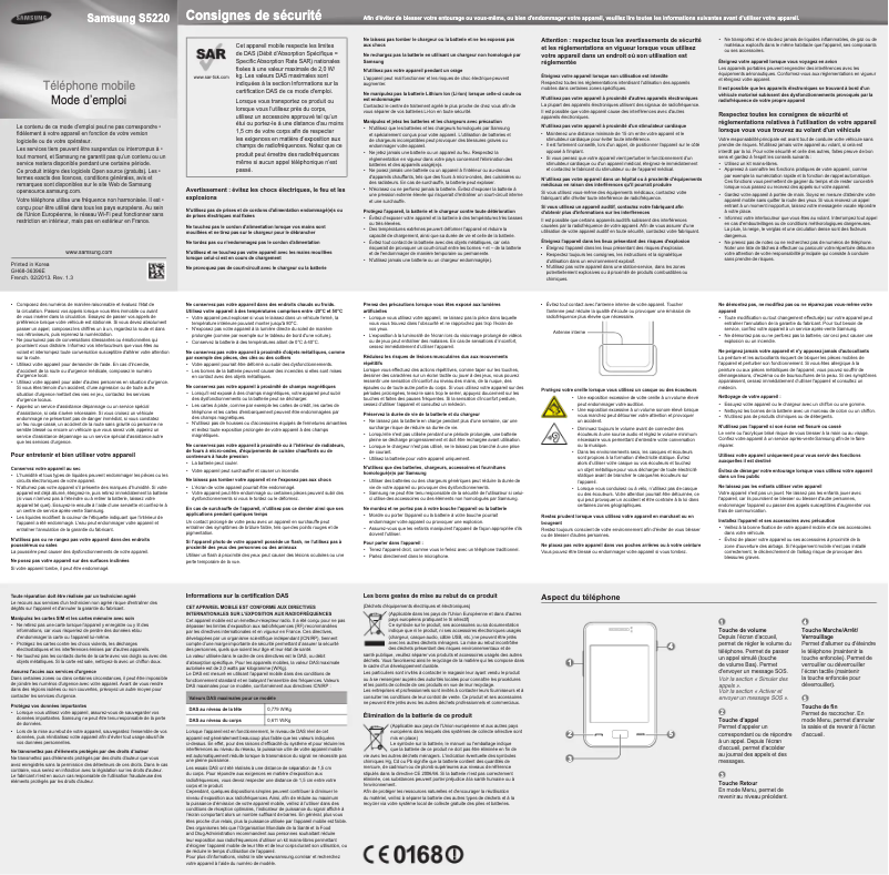 Page 1 de la notice Manuel utilisateur Samsung Star 3 GT-S5220