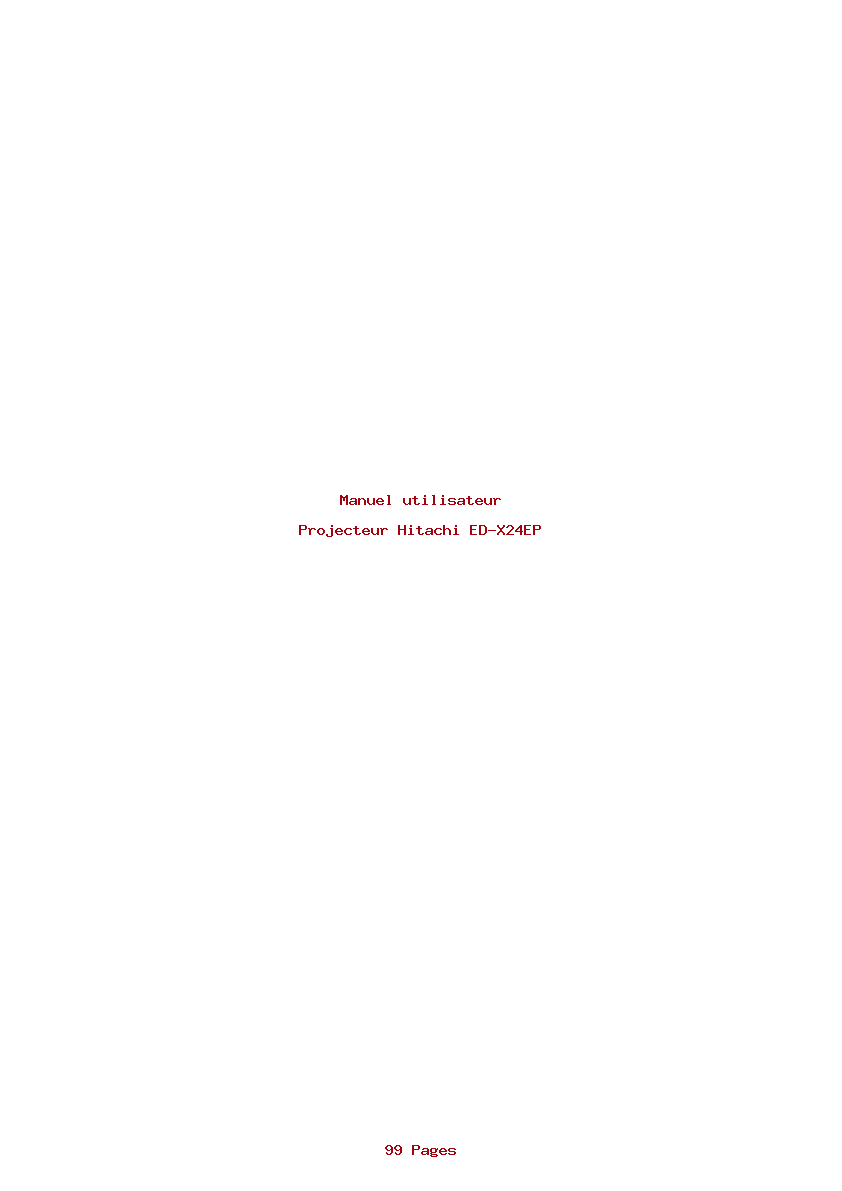 Page 1 de la notice Manuel utilisateur Hitachi ED-X24EP