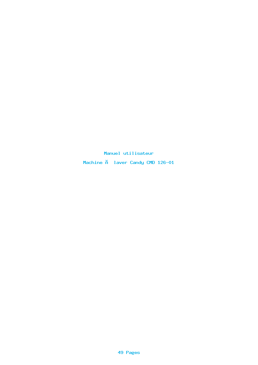 Page 1 de la notice Manuel utilisateur Candy CMD 126-01
