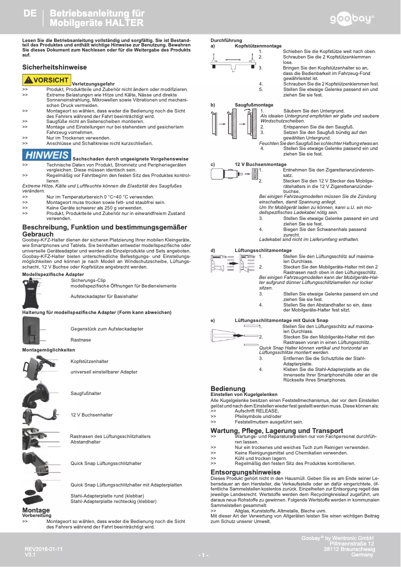 Página 1 del manual Manual de usuario Goobay 47145