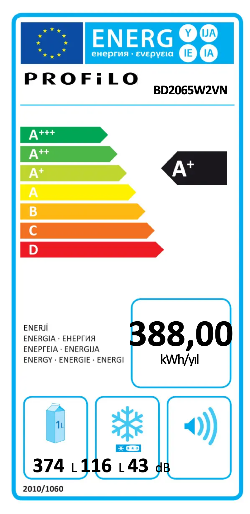 Page 1 de la notice Manuel utilisateur Profilo BD2065W2VN