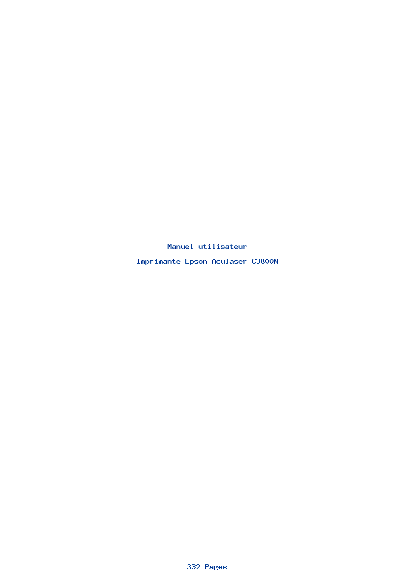 Page 1 de la notice Manuel utilisateur Epson Aculaser C3800N