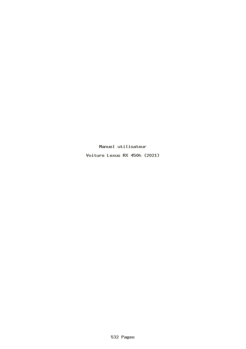 Page 1 de la notice Manuel utilisateur Lexus RX 450h (2021)