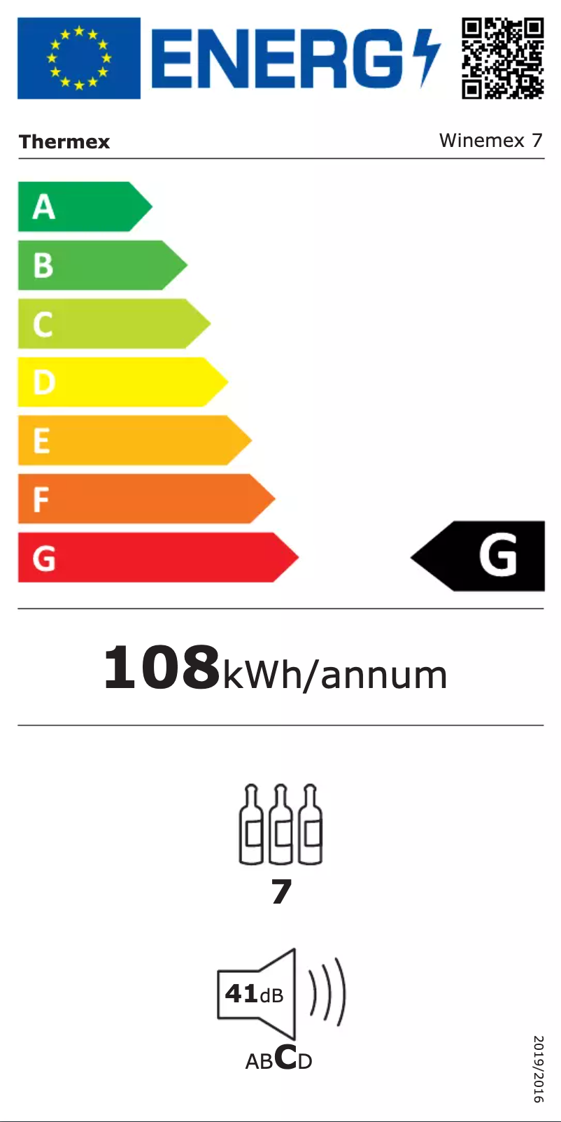 Page 1 of the manual Energy Label Thermex Winemex 7