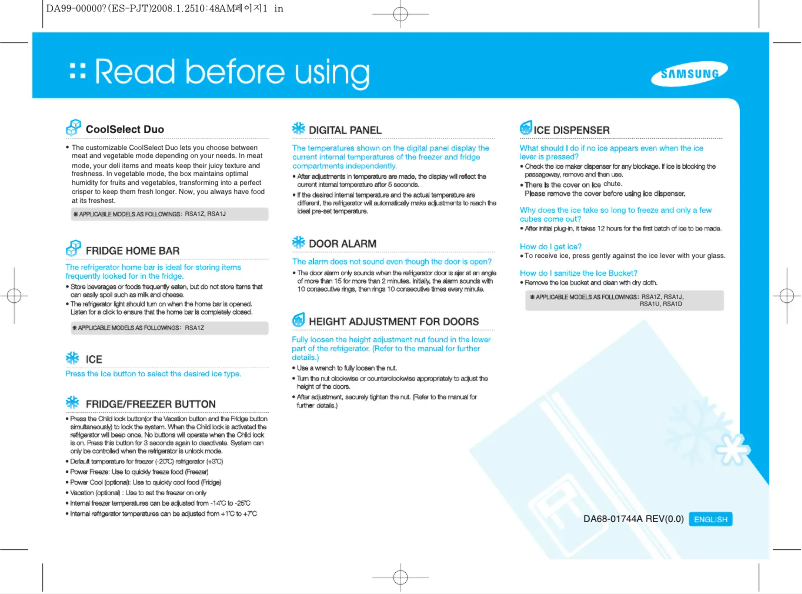 Page 1 de la notice Guide de démarrage rapide Samsung SRS536NP