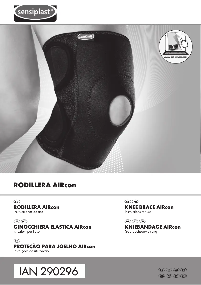 Page 1 of the manual User Manual Sensiplast IAN 290296